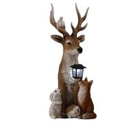 Statue solaire de lapin, hérisson, loup, avec éclairage LED, pour jardin, terrasse, sculpture en résine résistante aux intempéries, fonction capteur crépusculaire automatique, lampe décorative à