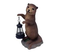 Statue Solaire - Figurine De Jardin Animalier 11 X 20 Cm Avec Lanterne | Sculpture Extérieure En Résine Imperméable, Parfaite Pour Les Jardins, Cours, Arrière-cours, Pelouses, Patios E