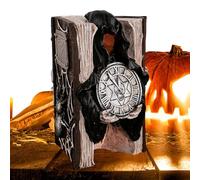 Statue squelette d'Halloween lisant - Décoration d'horreur effrayante en résine lumineuse, figurines de collection pour anniversaire, appartement, chambre à coucher pour adultes