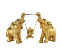 Statue sur Le thème des éléphants, Parfaite comme décoration de Bureau, de Salon, de Table, d’étagère, comme Cadeau Porte-Bonheur pour Une Femme/Maman, doré