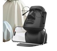 Statue Tête Île de Pâques Sculpture Présentoir à Lunettes | Tête Moaï Île de Pâques Support multifonction téléphone tablette, décoration de table, objet drôle pour
