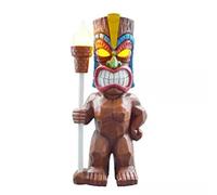 Statue Tiki à énergie solaire - Décoration d'extérieur avec lumière LED - Torche totem Tiki d'extérieur avec interrupteur automatique - Œil vacillant - Figurine décorative (Totem de colère)