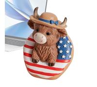 Statue Vache Fête Nationale,Statuette Rouge Blanche Bleue | Décor Vache En Résine En Dessert | Pour Fête Du Memorial Day Et De L'Independence Day Maison Bureau Plateau À Étages Étagère Jardin