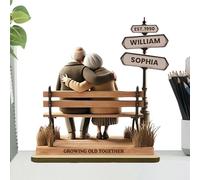 Statue vieillir ensemble | Sculpture en bois de couple grandissant ensemble, symbolise l'amour , figurine décorative de bureau pour mariée épouse amie