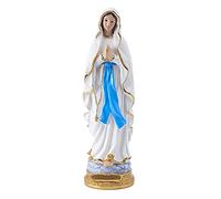 Statue Vierge Marie de Lourdes 39 cm Statue Vierge Religieuse - Statuette Vierge Marie en Résine Statues Notre Dame de Lourdes - Sculpture Sainte Vierge pour Prière, Autel, Communion et Baptême