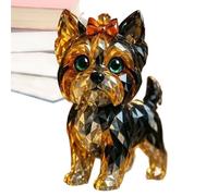 Statue Yorkshire En Résine Teintée, Statue De Chien Décorative - Statues De Chien En Résine, Sculptures D'animaux Pour La Maison, Objets De Collection Artisanaux Pour Les Amoureux Des Chiens