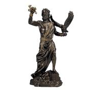 Statue Zeus Roi des Dieux et Ciel avec Thunderbolt Grec Romain Couleur Bronze 18 cm