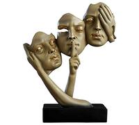 Statues abstraites pour Sculpture d'hommes comme Trois singes sages, décoration d'intérieur, Voir Entendre Parler sans Mal, Figurines humaines, doré