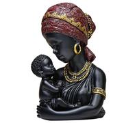 Statues africaines de mère et d'enfant, Statues africaines pour décoration d'intérieur, décorations Modernes en résine Noire en Forme de Buste pour bibliothèque, entrée, Chambre à Coucher, Armoire