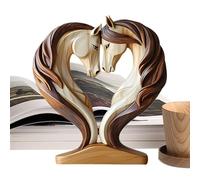 Statues Chevaux - Figurine Équestre en Bois, Sculptures Artistiques Animaux Pose Affectueuse pour Chambre Bébé, Salle d'Exposition, Table à Manger, Bibliothèque, Bureau, Étagère Déco et Table