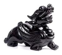 Statues Chinoises/PiYao en Obsidienne Naturelle, Ornements pour la Maison Le Bureau, attirant la Richesse la Chance, Meilleur Cadeau (Une Paire) 1228 (Taille : Un) (Taille : Un)