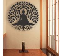 Statues de Bouddha murales en métal à suspendre, décoration murale de l'arbre de vie, peinture orientée fer de l'intérieur, décoration d'intérieur zen(60cm)