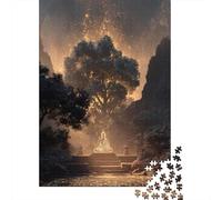 Statues de Bouddha Puzzles en Bois pour Adultes 1000 Pièces Décoration Intérieure Family Games Cadeaux d'anniversaire pour Jeux Éducatifs Relaxation Et Sagesse 1000pcs (75x50cm)