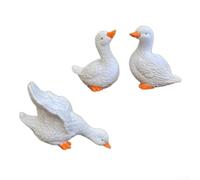 Statues de Canards en Résine 17cm Décoration Extérieure Resistante | Design réaliste, peinture à la main, lot de 3, pour idéal jardin miniature, scène familiale touchante