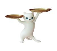 Statues de chat avec boîte de rangement pour bonbons (blanc)