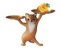 Statues de Chat avec Plateau à Bonbons et boîte de Rangement(Tea Brown)