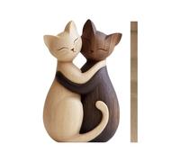 Statues de chat pour décoration d'intérieur, 2D plates en bois en forme d'animal - Figurines de couple de chats amoureux - pour Noël, mariage, maison, Halloween, anniversaire et petite amie, femme