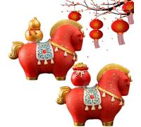Statues de cheval décoration de maison décoration chinoise pour table | Lot de 2 figurines d'art de l'année du cheval pour chambre à coucher, bureau, étagère, armoire, étagère, fête