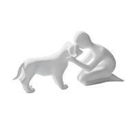 Statues de chien pour décoration d'intérieur, sculpture d'art abstrait, petites figurines d'homme et de chien - pour bureau, salon, chambre à coucher, ferme, étagère, bureau, table, fête
