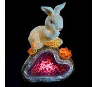 Statues de Figurines à l'extérieur, Sculptures de Lapin en résine avec des lumières LED solaires pour Les Ornements de pelouse de décoration Art de Patio, décorations extérieures