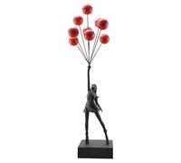 Statues de fille en ballon artistique Banksy - Sculpture en résine - Artisanat - Décoration d'intérieur - Décoration de salon (rouge et noir)