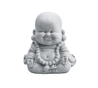 Statues de jardin Bouddha souriant effet grès décoration d'intérieur (C)