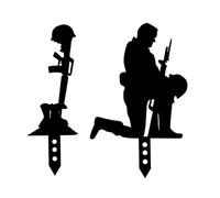 Statues de jardin de soldats, signe Silhouette en acrylique, décoration commémorative soldat tombé, 2 pièces