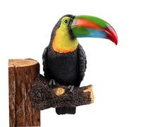 Statues de jardin, figurine Toucan, décoration d'oiseau extérieur articulé toucan oiseau 3d statue réaliste résine toucan sculpture arbre face décoration pour jardin de porche extérieur (coloré)