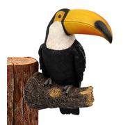 Statues de jardin, figurine Toucan, décoration d'oiseaux extérieurs articulée toucan oiseau 3d statue réaliste résine toucan sculpture arbre facial décoration pour yard de porche extérieur (jaune)