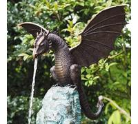Statues De Jardin Ornements Grand Dragon en Bronze Patiné Décor De Jardin Gothique Statue Le Dragon du Jardin Sculptures