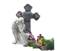 Statues de jardin pour l'extérieur, statue d'ange de jardin lumineuse - Décorations commémoratives de cimetière pour tombe, cour, patio, pelouse, extérieur