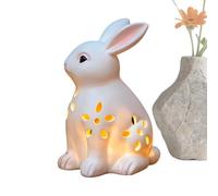 Statues De Jardin Solaire | Lumière Solaire En Forme De Lapin | Statue En Résine Extérieur 11x12x17,5 Cm Capacité De La Batterie 300 MAh Imperméable Lapin De Pâques Décoration De Pelouse Pour Pat