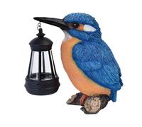 Statues de jardin solaires en résine bleue martin-pêcheur sculpture avec | Statue de lanterne tenant un oiseau pour terrasse, cour, pelouse, femme, maman, grand-mère, anniversaire