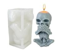 Statues de squelette d'Halloween - Parlez, n'entendez aucun crâne maléfique, figurines d'horreur réalistes en résine | Décoration de collection pour fête à domicile, présentoir effrayant, décoration d
