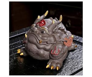 Statues de thé en Forme de Crapaud de Sable Violet - Ornements de Chinois - Table à thé - Plateau à thé - Peut Supporter Un à thé - Cérémonie du thé Zen - Animal de Bureau (B)