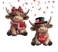 Statues de Vache Décor Maison,Décorations Romantiques Veau Pour Saint-Valentin - 2 Pièces Figurines Déco Intérieur - pour Mariage, Ferme, Dessus de Table, Cuisine, Jardin, Maison, Intérieur, Extérieur