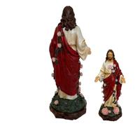 Statues d'extérieur en forme de cœur sacré de Jésus pour terrasse | Statuette d'extérieur avec rose lumineuse pour maison, jardin, allée, cour, pelouse, terrasse, parterre, arrière-jardin
