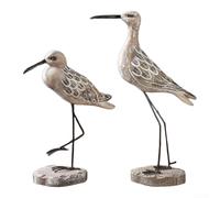 Statues d'oiseaux en bois dessinées à la main rétro décoration d'intérieur | Détails dessinés à la main, méticuleusement sculptés, valeur artistique, couleur grise et blanche, pièce décorative unique