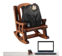 Statues D'ours Miniatures - Figurine D'ours De Sternes, Chaise À Bascule En Bois D'ours, Statues D'ours De Décoration D'intérieur - Chaise À Bascule En Bois Conduit Par La Statue À La Main En Miniatur