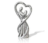 Statues en Porcelaine d'art De Couple Affectueux,Sculpture Peinte à la Main de 32cm de Haut,Statue élégante comme Symbole d'amour et d'affection,Figure décorative Parfaite comme Cadeau (Silver)