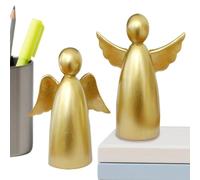 Statues Et Figurines d'ange - Statuette de Noël,Figurine Résine Dorée Décorative 2 Pièces pour Décor d'Intérieur Table de Chevet Bibliothèque
