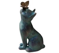 Statues extérieures, statue de jardin de chats, statue de chat mignonne avec papillon, figurines de chat en résine, cadeaux décoratifs commémoratifs pour animaux de compagnie pour jardin de jardin de