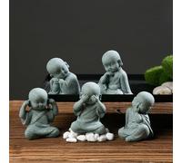 Statues fantaisistes de moine de Bouddha qui parlent et ne voient pas le mal, complément parfait à votre jardin ou décoration intérieure (E)