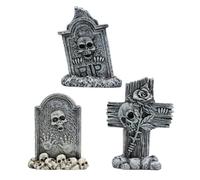Statues miniatures en lapide - Statues effrayantes du cimetière d'Halloween de 10 cm, décorations de collection en résine, design avec finition antique, décoration de pelouse effrayante