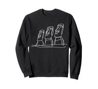 Statues Moai de l'île de Pâques Dessin d'art Une Ligne Sweatshirt
