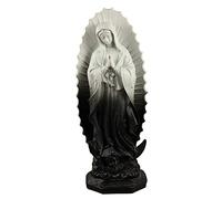 Statues Notre-Dame de Guadalupe et Fatima - Ornements en résine, décoration créative de personnage de Jésus, figurines religieuses élégantes en noir et blanc, artisanat d'Europe du Nord