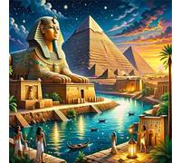 Statues pyramidales Diamond Painting 5D DIY Broderie Diamant Painting Kit Complet,Paysage égyptien Peinture Diamant Point de Croix Artisanat Convient Salon Décoration Murale Square Drill,30x30cm