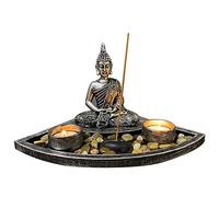 Statues Sculptures Bougeoir avec Statue de Décoration de Figure de Bouddha, Bougeoir Photophore - Décoration de Jardin Zen Photophore Photophore, Résine (Ne Contient Pas de Bougies