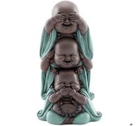 Statuette 3 bouddhas en polyrésine Adultes rieurs