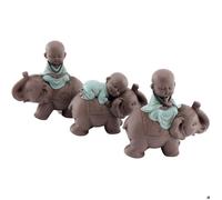 Statuette 3 bouddhas en polyrésine Enfants sur éléphants